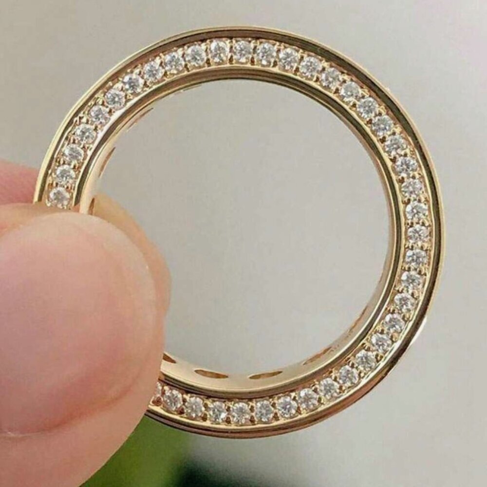18k Yellow Gold Diamond Ring Princess Cut Eternity Ring Band - Picture 5 of 7